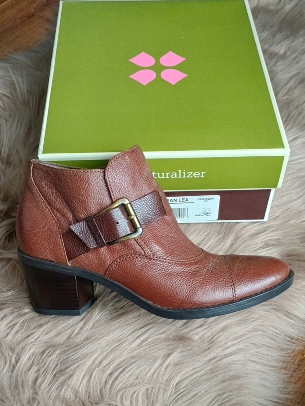 Naturalizer Women's Brown Leather Ankle Boots with Buckle